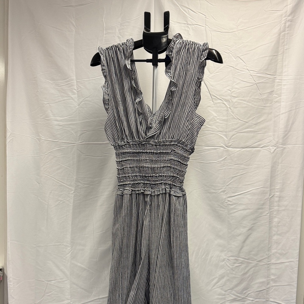 Max Studio Black and White Textured Jumpsuit